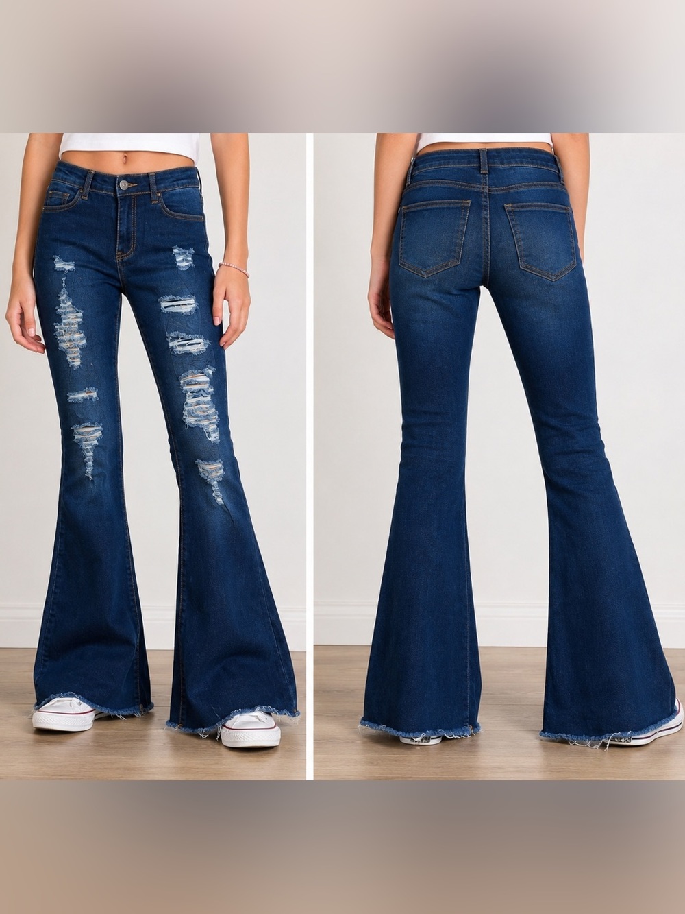 JACK DAVID Dark Blue Distressed FLARE -Leg Jeans- size 7
